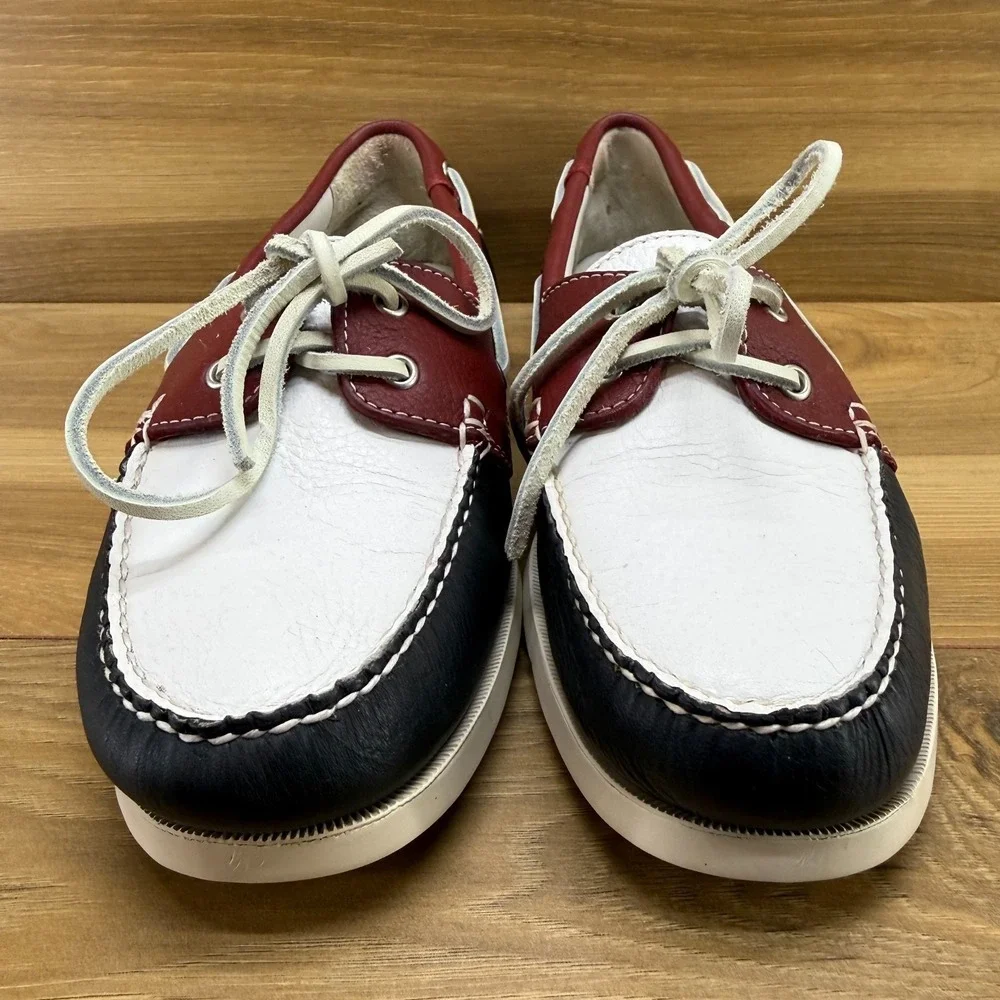 Brooks Brothers Boat Loafers Womens 9 M American Patriotic Navy Red White 5229